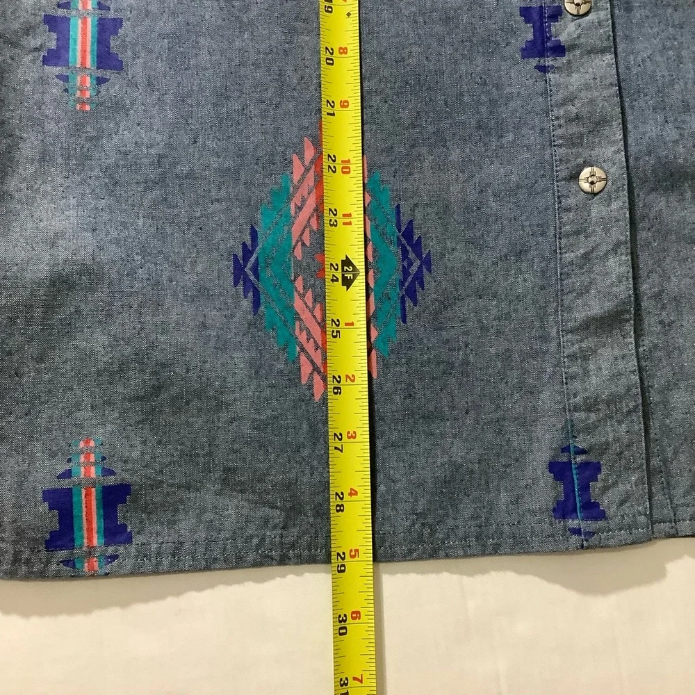 Denim & Co Button Down Chambray Shirts Western 100% Cotton - Picture 10 of 11